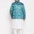 turquoise blue and white silk blend ethnic combo set