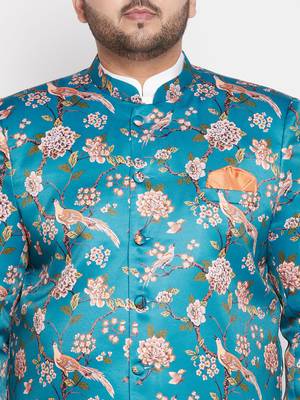 turquoise blue and white silk blend ethnic combo set 4