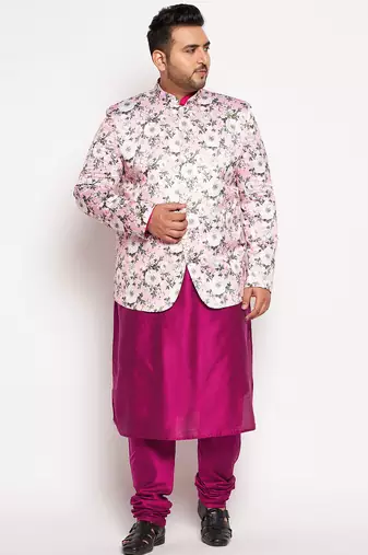 pink viscose blend ethnic combo set