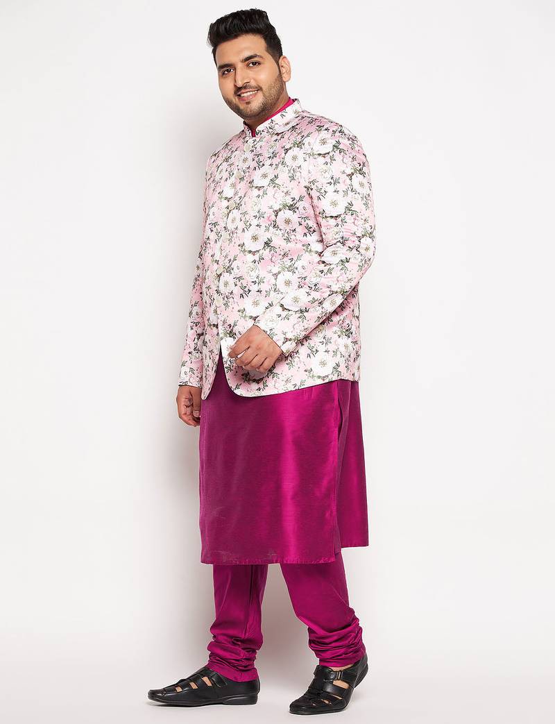 pink viscose blend ethnic combo set