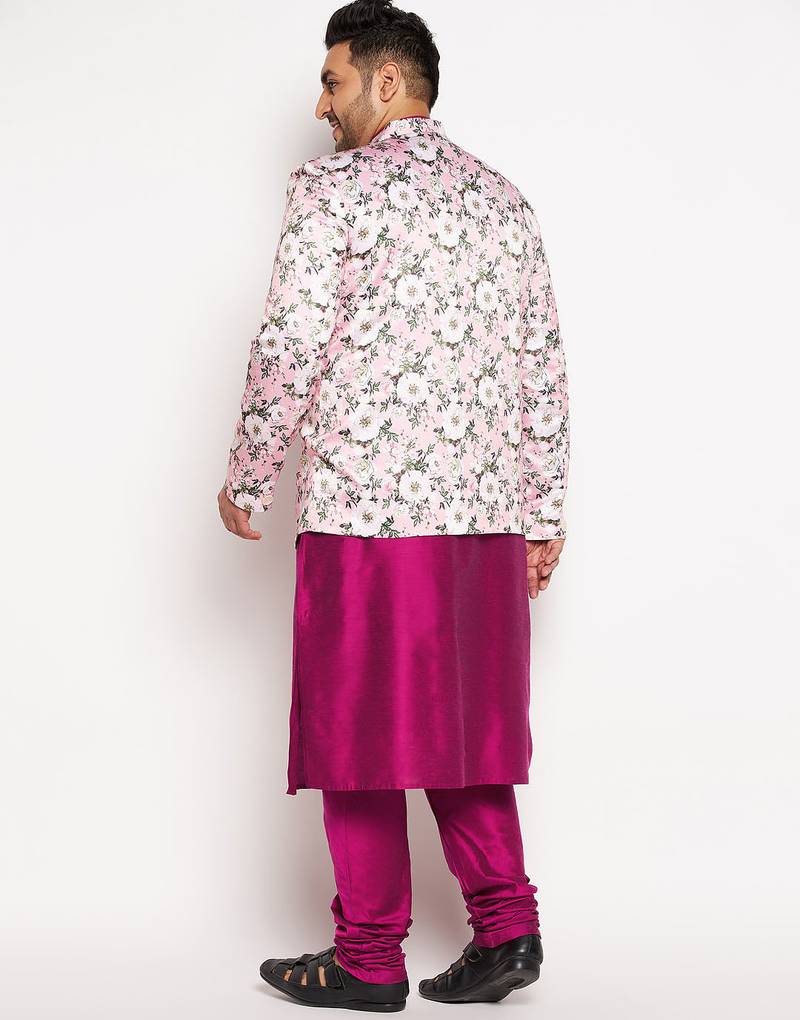 pink viscose blend ethnic combo set