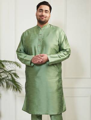 mint green silk blend kurta 1