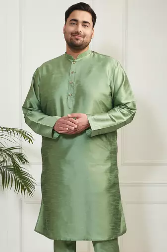 mint green silk blend kurta