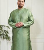 mint green silk blend kurta