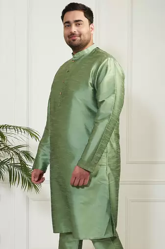 mint green silk blend kurta