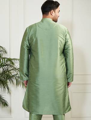 mint green silk blend kurta 4