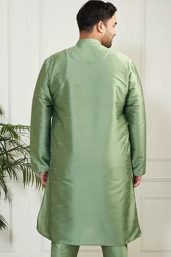 mint green silk blend kurta