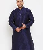 navy blue silk blend kurta