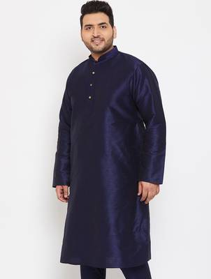 navy blue silk blend kurta 2