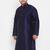 navy blue silk blend kurta