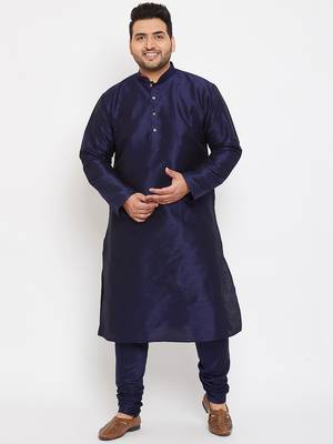 navy blue silk blend kurta 5