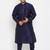 navy blue silk blend kurta