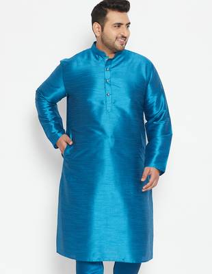 turquoise silk blend kurta 1