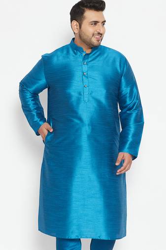 turquoise silk blend kurta