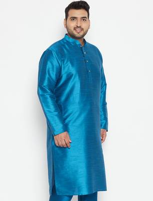turquoise silk blend kurta 2
