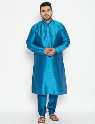 turquoise silk blend kurta 5