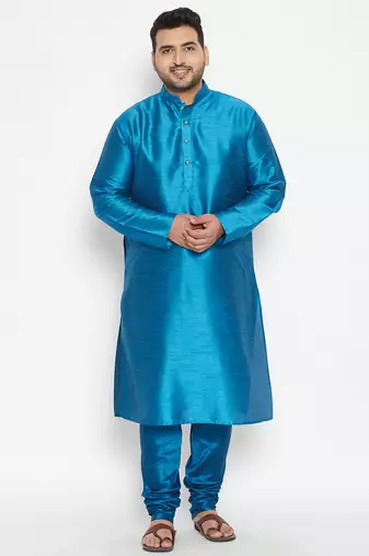 turquoise silk blend kurta