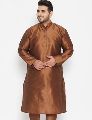 coffee brown silk blend kurta 1