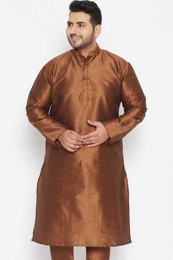 coffee brown silk blend kurta