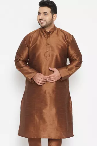 coffee brown silk blend kurta