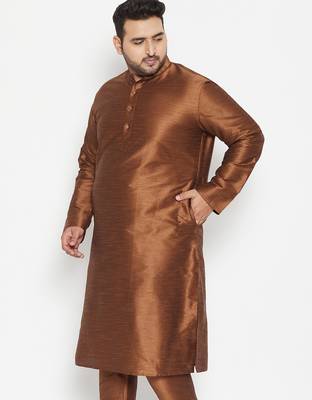 coffee brown silk blend kurta 2