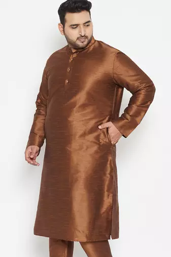 coffee brown silk blend kurta