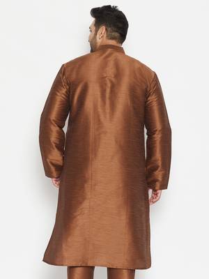 coffee brown silk blend kurta 3