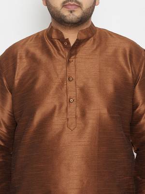 coffee brown silk blend kurta 4