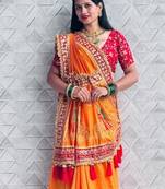 New Designer Vichitra Silk Embroidery Work Women;s Saree with Blouse Set 