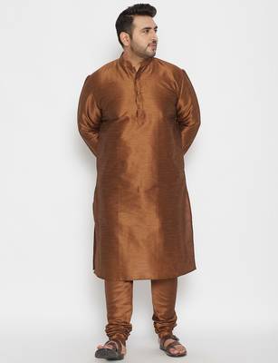 coffee brown silk blend kurta 5