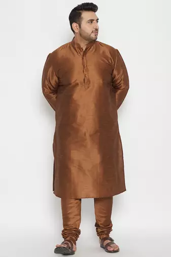 coffee brown silk blend kurta