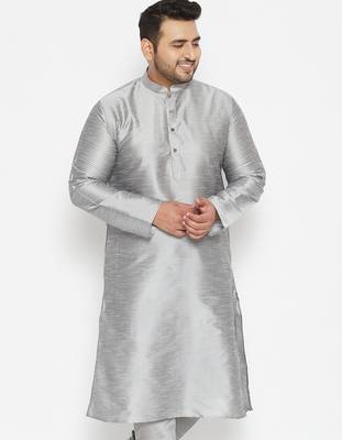 grey silk blend kurta 1