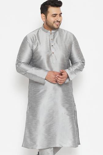 grey silk blend kurta