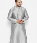 grey silk blend kurta