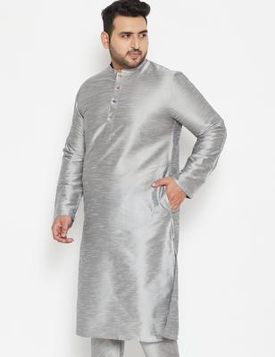 grey silk blend kurta 2