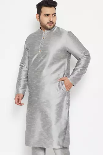 grey silk blend kurta