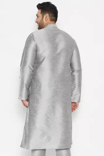 grey silk blend kurta