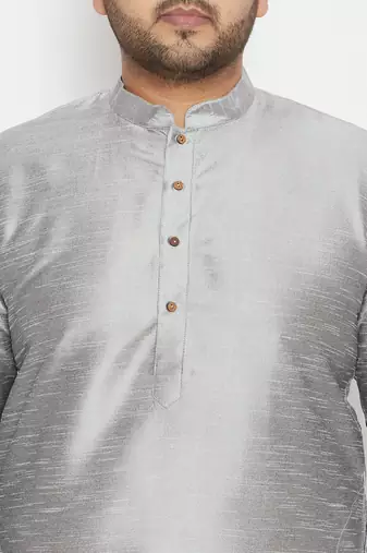 grey silk blend kurta