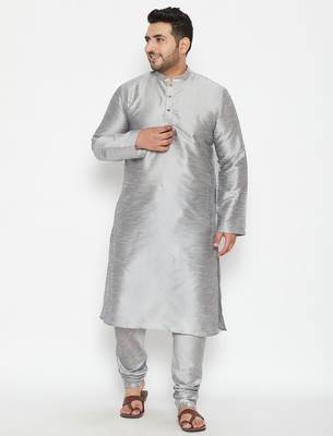 grey silk blend kurta 5