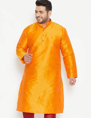orange silk blend kurta 1