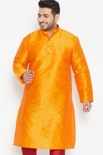 orange silk blend kurta
