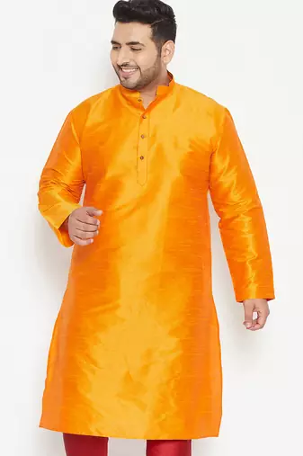 orange silk blend kurta
