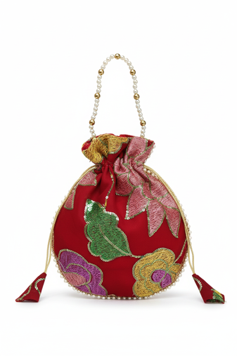 Red floral embroidery designer batwa