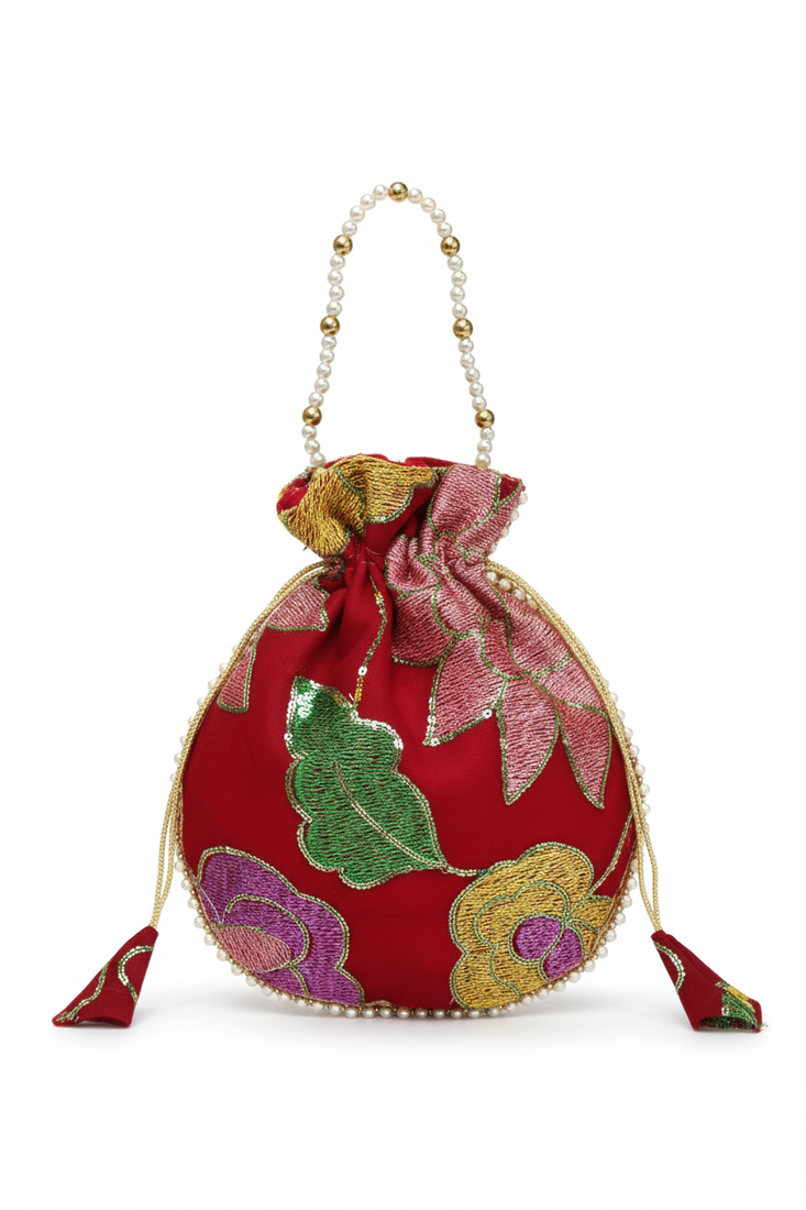 Red floral embroidery designer batwa