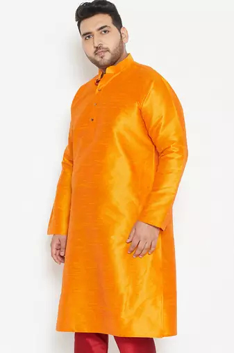 orange silk blend kurta