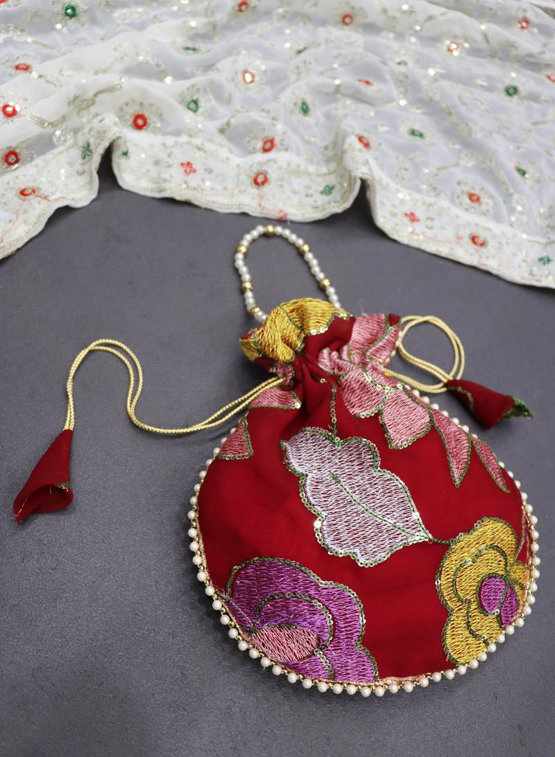 Red floral embroidery designer batwa