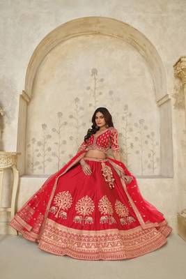 Red Bridal Ensemble with Elephant Motifs 2