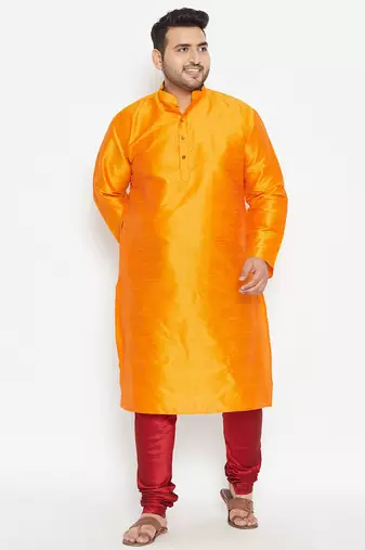 orange silk blend kurta