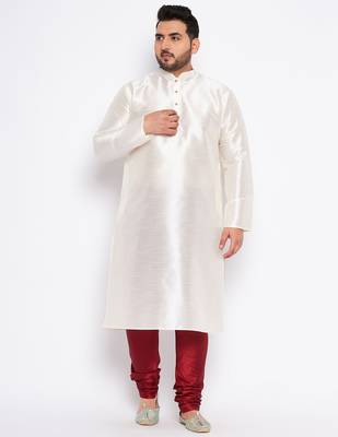 cream silk blend kurta pyjama set 1