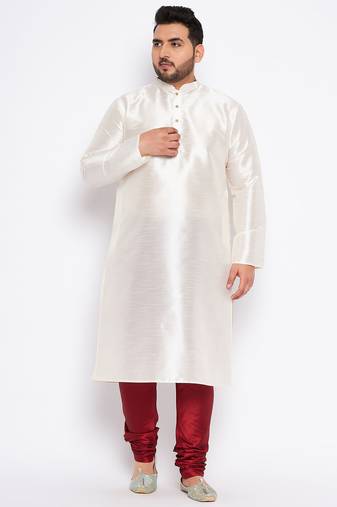 cream silk blend kurta pyjama set